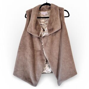 Philosophy Tan Faux Fur Vest Jacket Womens XS Soft Cabincore Mob Wife Winter